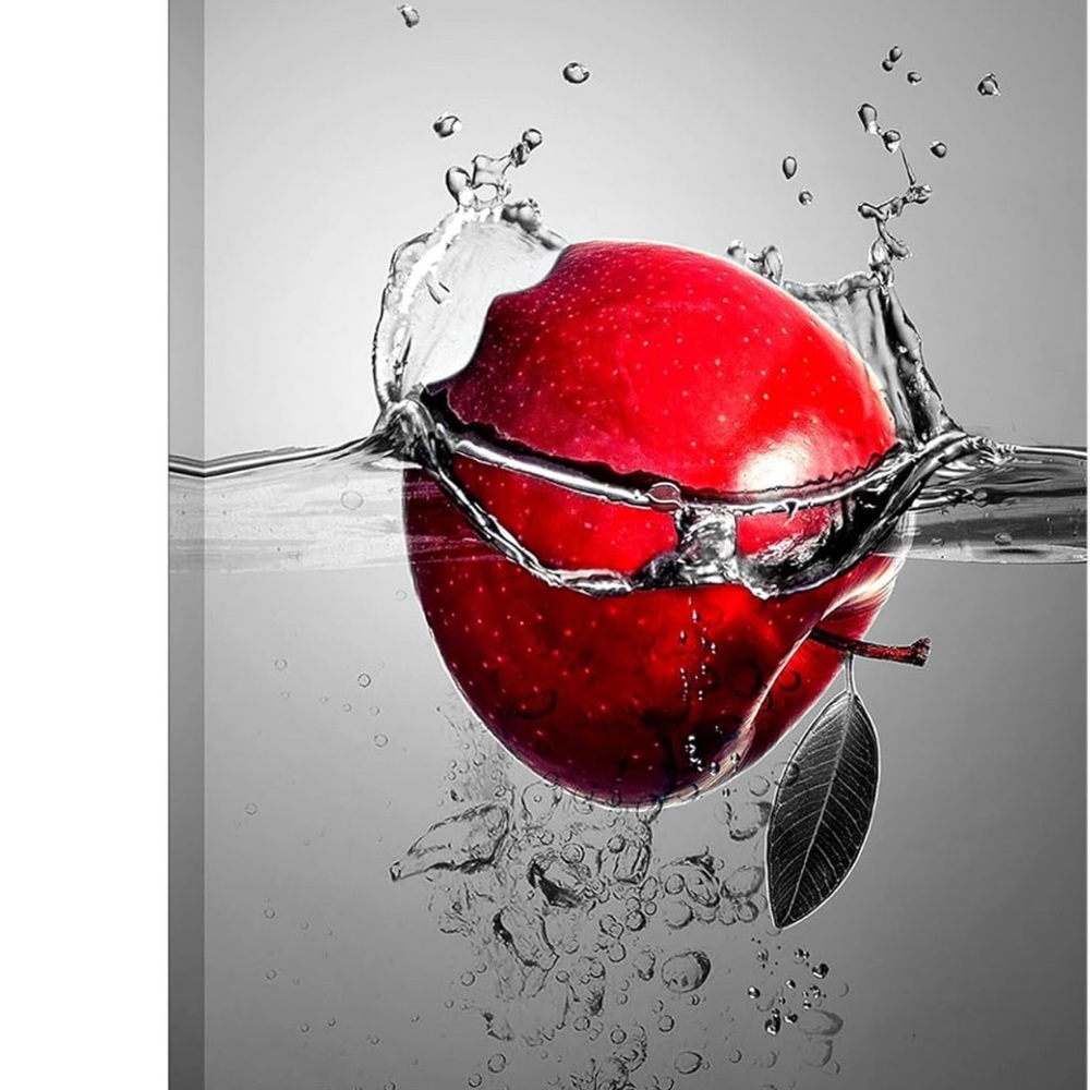 Red Apple Splash Canvas Art